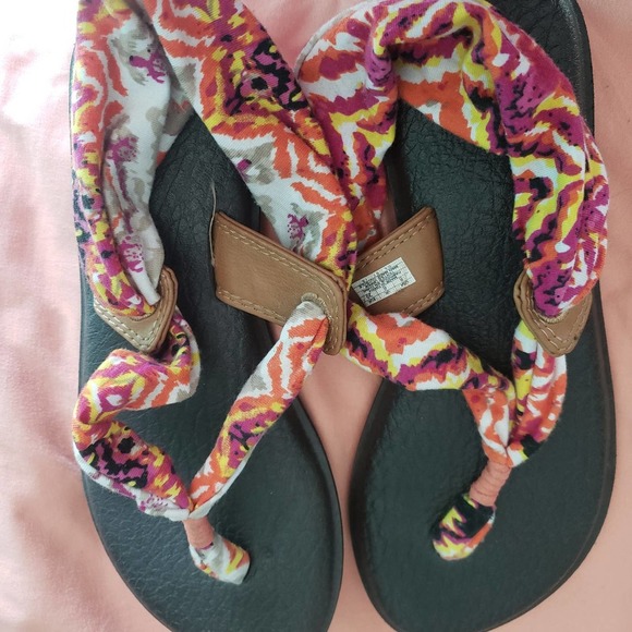 Sanuk Yoga sling fabric flip flops size 8 - Picture 2 of 5